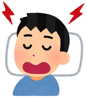 いびきをかいて眠る男性のイラスト